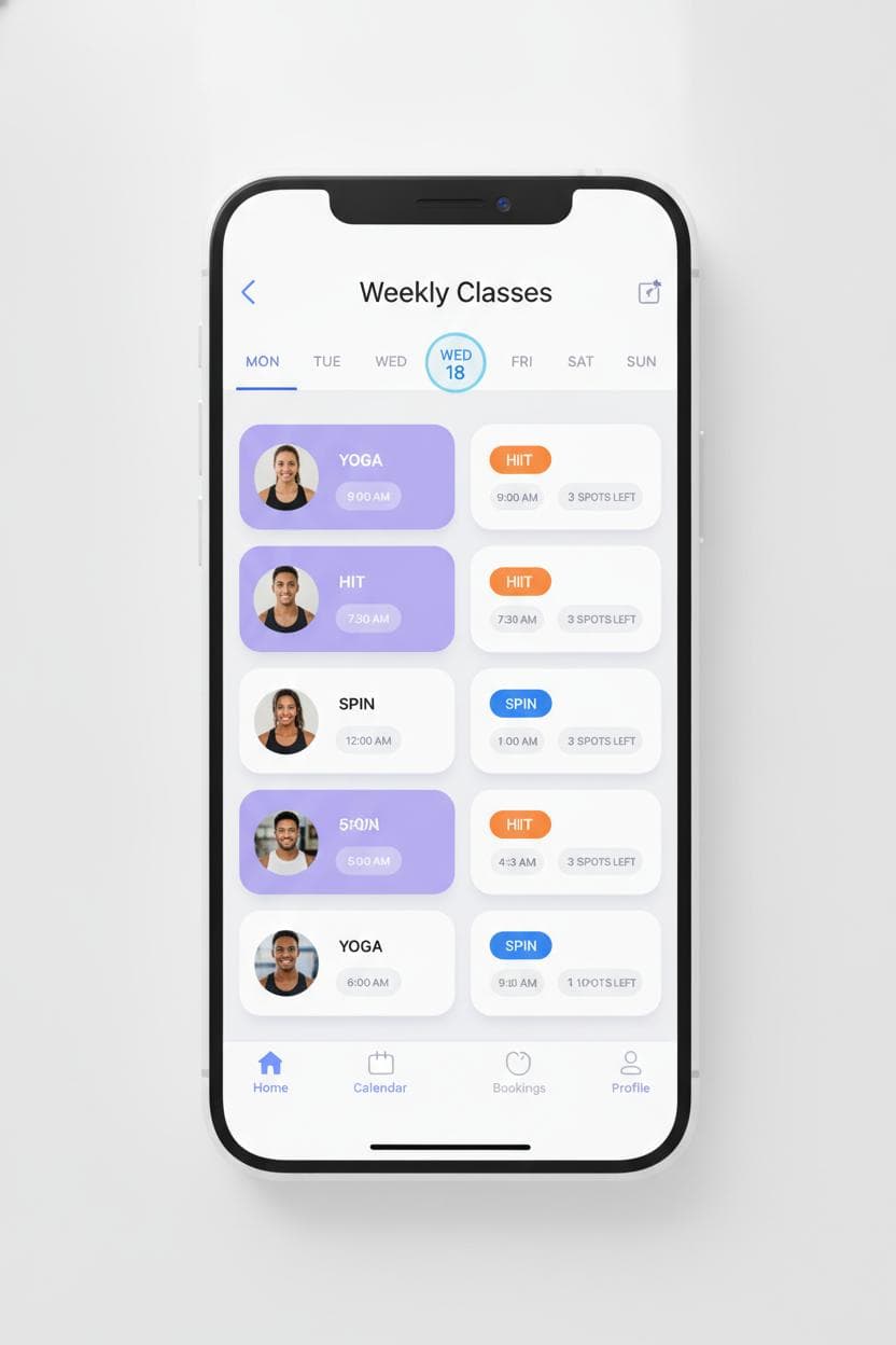 Class booking calendar